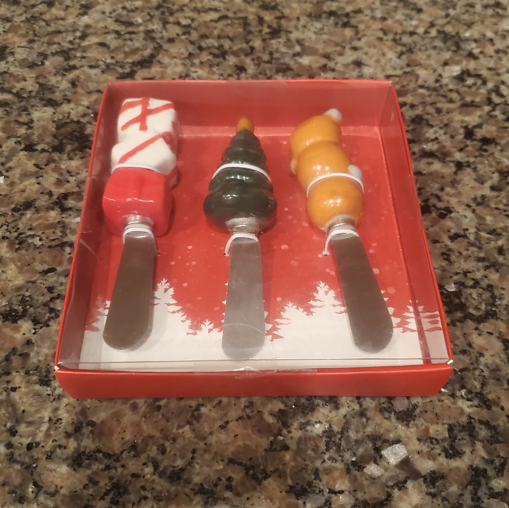 3 Piece Cheese Knife Set - Holiday Theme